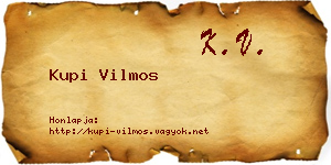 Kupi Vilmos névjegykártya